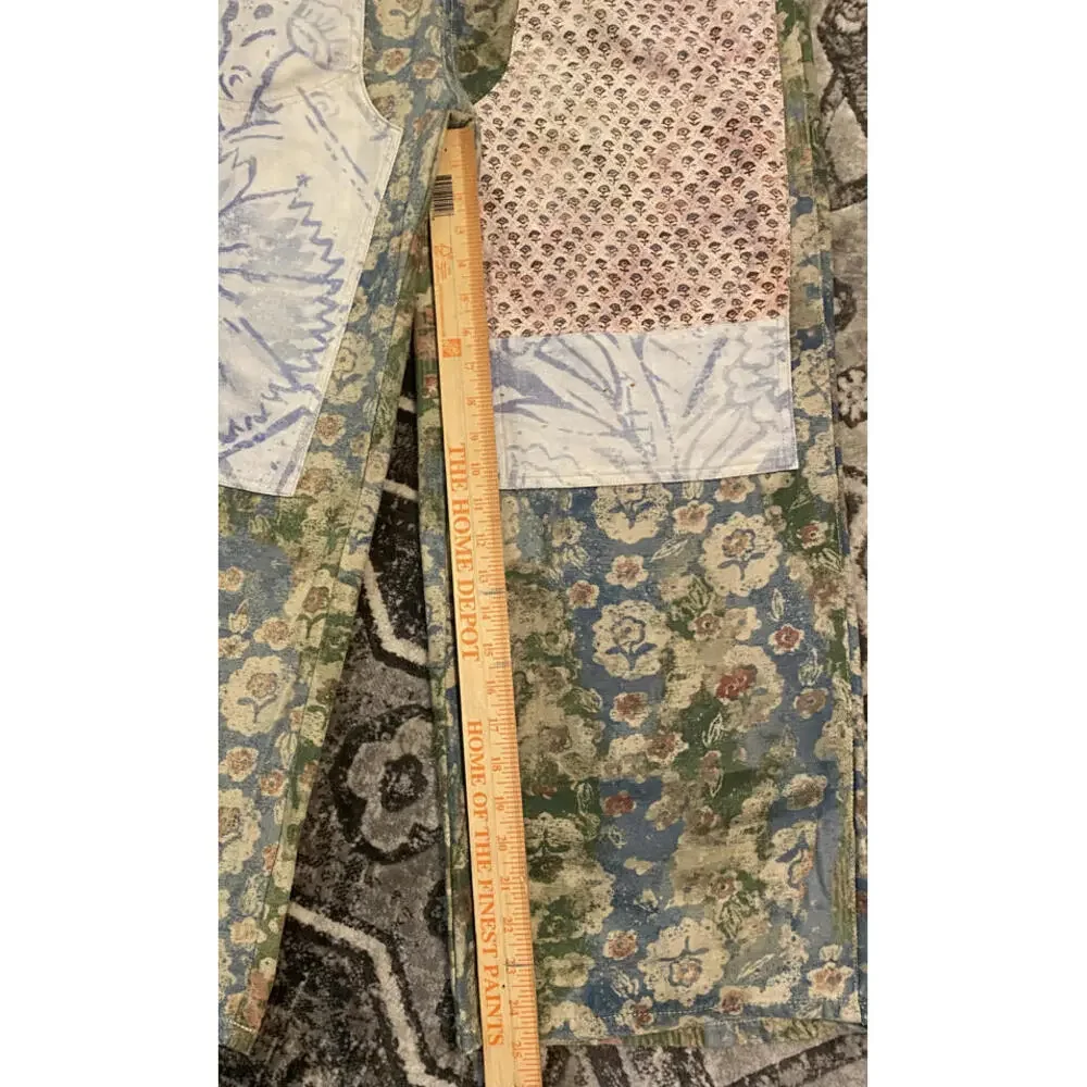 Easel Laney Mae Floral Patchwork Women's Overalls Washed Print Large - Picture 5 of 8